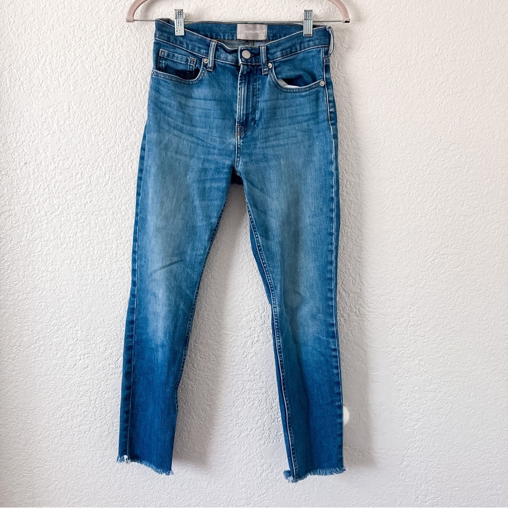 Everlane Skinny Jeans Womens Stretch High Rise Raw Hem